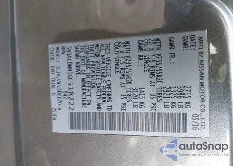 2016 Infiniti Qx60 z USA, uszkodzony, nr VIN 5N1AL0MN1GC518222